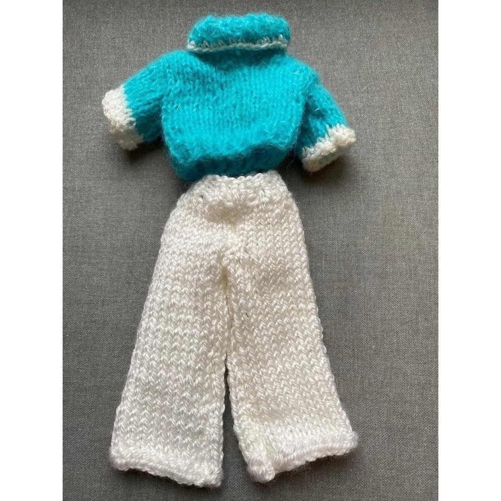 Vintage Fashion Doll Hand Knit Outfit Sweater Top Pants Unbranded